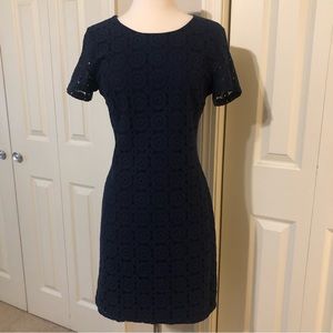 Navy Blue Lace Sheath Dress